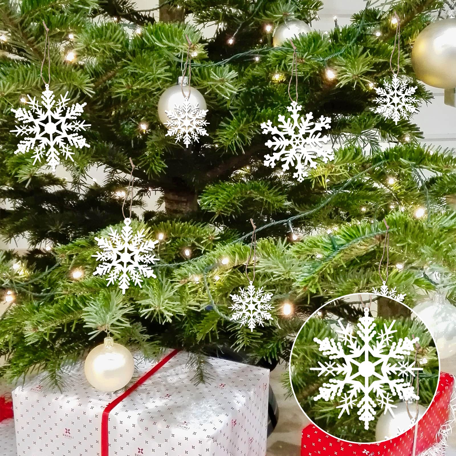 Amazon.co.jp: AIEX 36個 クリスマスツリースノーフレーク ホワイト